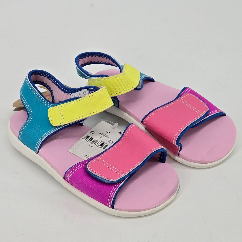 See Kai Run Basics Logan Multi Color Block Sandals Kids 10 Pink Teal Yellow NEW